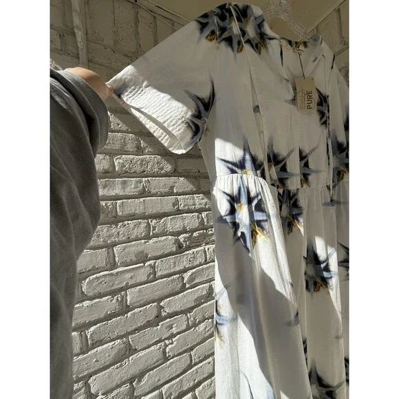 ulla popken dress Eco Cotton Starburst Print Tie Neck Dress 20/22 - Picture 8 of 14